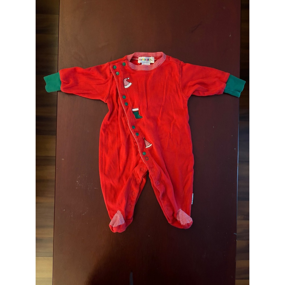 Gymboree Newborn Red Christmas Footed Pajamas Snowman Stocking Hat